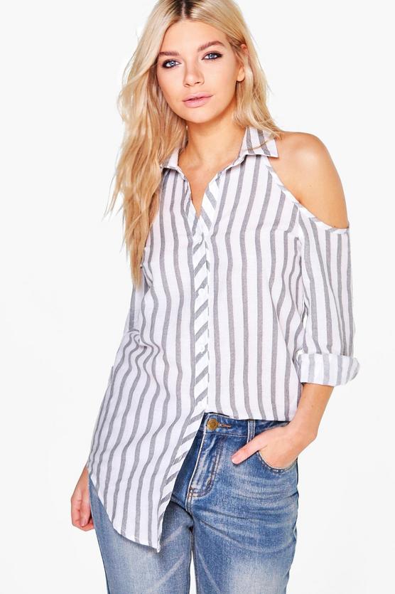 Lorna Cold Shoulder Striped Shirt